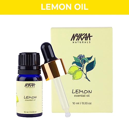 Nykaa Naturals Essential Oil, Lemon, 0.33 oz - Hair Oil for Dandruff - Face Oil to Fade Acne Marks - Removes Blackheads - Body Oil for Even Skin Tone