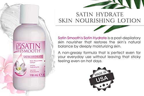 Satin Hydrate Skin Nourisher Lotion Post Waxing Treatment (Perfect as Daily Moisturizer) 4 oz x 2 packs