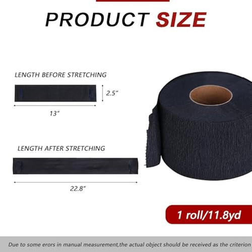 100Counts Black Disposable Barber Neck Paper Strips Professional Stretchy Paper Neck Band Hairdressing Tool for Salon Hair Washing Cutting Shaving Styling Coloring