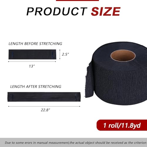 Pack of 2 Disposable Barber Neck Strips Professional Stretchy Paper Neck Band Protector Hairdressing Accessory Tool for Hair Cutting Salon Barbershop Supplies (Black)
