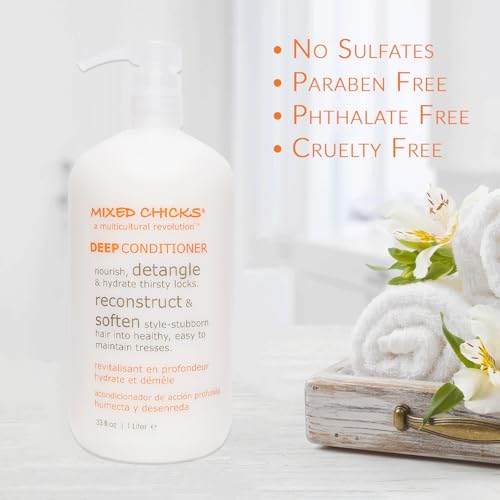 Mixed Chicks Detangling Deep Conditioner - Softens, Moisturizes & Detangles Straight or Curly Hair, 33 fl.oz