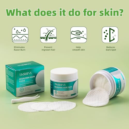 Ingrown Hair Treatment Pads with AHA BHA for Bikini, Face, Underarms - 50 Pads