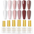 Artdone Solid Nude Gel Nail Polish Set - 6 Long-Lasting UV/LED Colors, Soak Off Manicure Kit, Matte & Gloss Finish, Home Salon Use