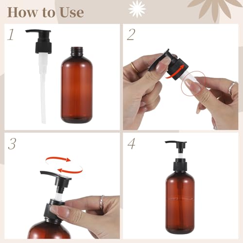 30 PCS Amber Empty Lotion Bottles with Pump - 8 oz/250ml Refillable Plastic Pump Bottles Hand Dish Dispenser Portable Travel Lotion Container for Shampoo, Conditioner, Cream, Liquid