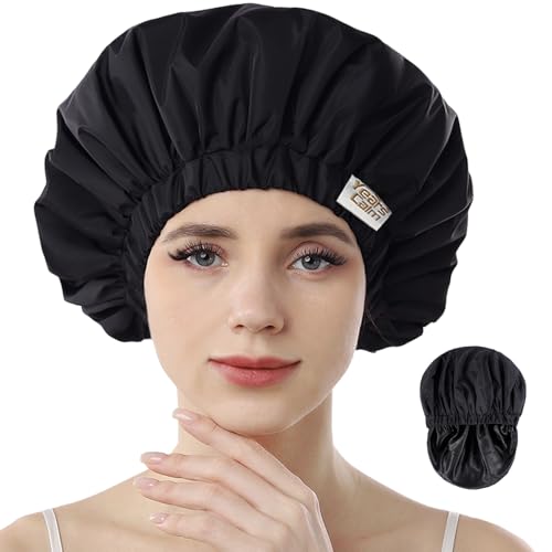 Reusable Waterproof Shower Cap with Soft Satin Lining