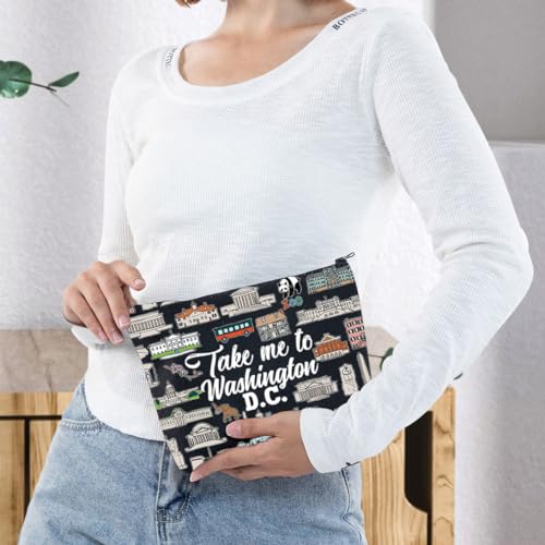 WZMPA Washington DC Travel Cosmetic Bag - Souvenir Gifts Take Me To DC Zipper Pouch Bag Merchandise