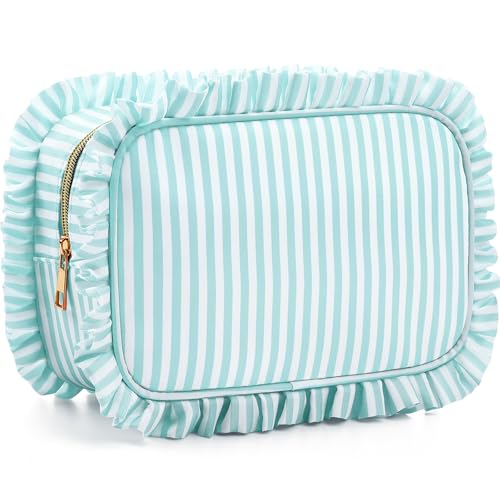 Kigeli Ruffle Makeup Bag - Large Waterproof Travel Cosmetic Pouch