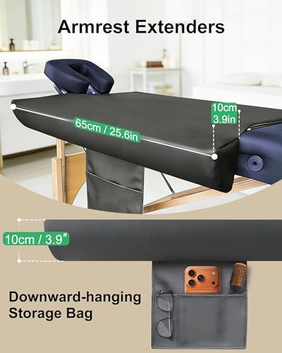 Massage Table Arm Extenders - 7.8" Wide PU Leather Pads