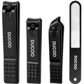 Nail Clippers Set - 4 Piece Manicure and Pedicure Grooming Kit - Black - DUCOO