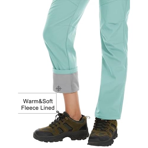 MAGCOMSEN Women's Fleece Lined Waterproof Insulated Snow Ski Pants Winter Warm Hiking Pants Outdoor Softshell