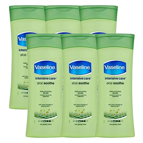 Vaseline Intensive Care Body Lotion, Aloe Soothe, Pack of 6, (13.53 Oz / 400ml Each)