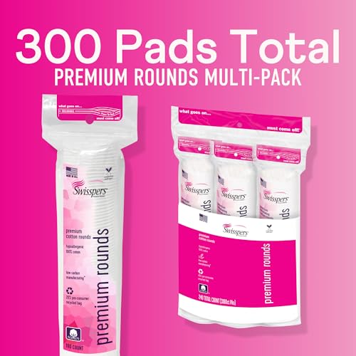 Swisspers Ultra Soft Cotton Rounds - 100 Count Pack of 36, Hypoallergenic & Dual Sided Makeup & Nail Polish Remover Pads