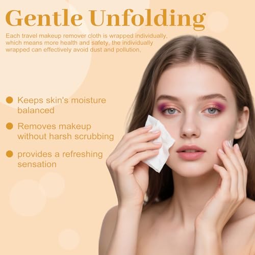 Makeup Remover Wipes Bulk Individually Wrapped,Travel Makeup Wipes Gentle for Face Cleansing Mascara Lipstick Travel Hotel£¨black,pack of 50)