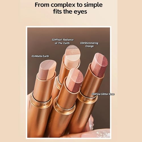 3-in-1 Waterproof Eyeshadow Stick - Tri-Color Gradient Cream Shadow Pencil for Women, Long-Lasting & Easy to Blend - Variation 02