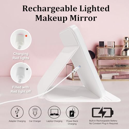 Portable Lighted Travel Makeup Mirror with 72 LEDs - Dimmable & Adjustable