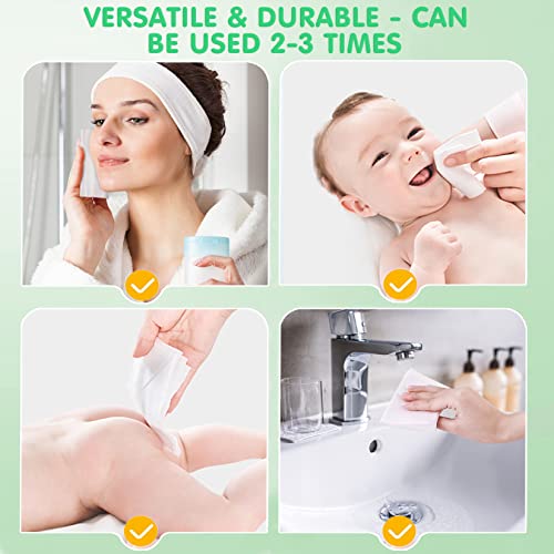Disposable Face Towel for Dry and Wet Use, 100% Cotton Facial Tissue, Ultra Thicked Facial Cleansing Towels, Multi-Purpose Dry Wipes for Makeup Removing, Sensitive | Baby Skincare