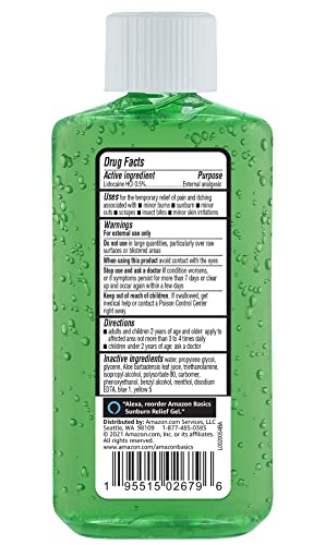Sunburn Relief Gel with Aloe Vera - Soothing Cooling Pain & Itch Relief - 8 oz - Pack of 1