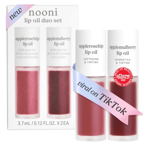 NOONI Applerosehip & Applemulberry Lip Oil Set – Tinted Gloss