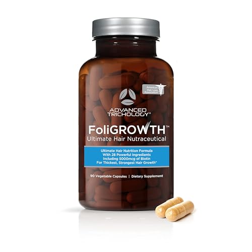 Advanced Trichology FoliGROWTH¢â Hair Growth Supplement for Thicker Fuller Hair | Approved* by the American Hair Loss Association | Revitalize Thinning Hair - 90 Count (Pack of 1)