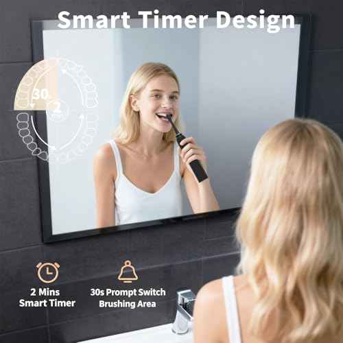 Rooman Oscillation&Vibration Sonic Electric Toothbrush for Adults, with 8 Brush Heads for Travel & Teeth Care, 20000 VPM, 3 Cleaning Modes, 2-Minute Timer, IPX7 Waterproof (Black)