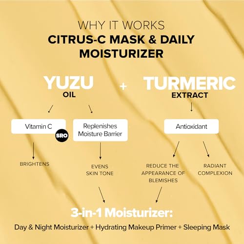 Nudestix Citrus-C Mask & Daily Moisturizer ? 2-in-1 Hydrating Vitamin C Cream with Yuzu & Turmeric | Clean Beauty, Brightening Face Moisturizer for Glowing Skin | Vegan & Cruelty-Free