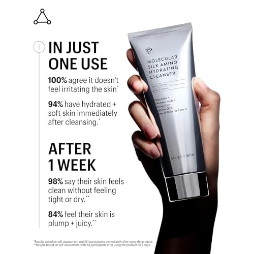 Allies of Skin Hydrating Silk Amino Face Cleanser | Gentle Daily Face Wash with Vitamin C, Astaxanthin & Moringa Oil | Moisturizing and Silky Soft for Dry and Sensitive Skin, 3.4 fl oz