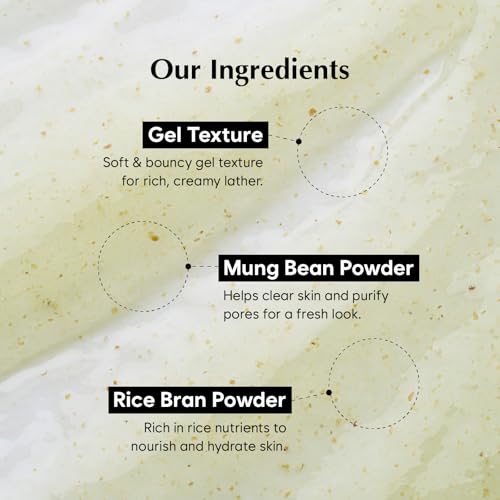 MIDHA RICE LOW PH HYDRATING CLEANSER WITH MUNG BEAN, 5.07fl.oz/150ml,Balanced pH Gel Cleanser, Hydrating, Soothing, Gentle Daily Cleanser, Deep Cleansing, Pore-Purifying, Nourishing Care