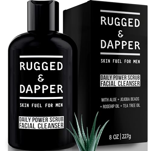 RUGGED & DAPPER Premium Daily Power Scrub | 8 oz | Exfoliating Mens Face Wash | Deep Cleans + Prevents Breakouts | Face Wash Men's | Natural Ingredients | Made in USA