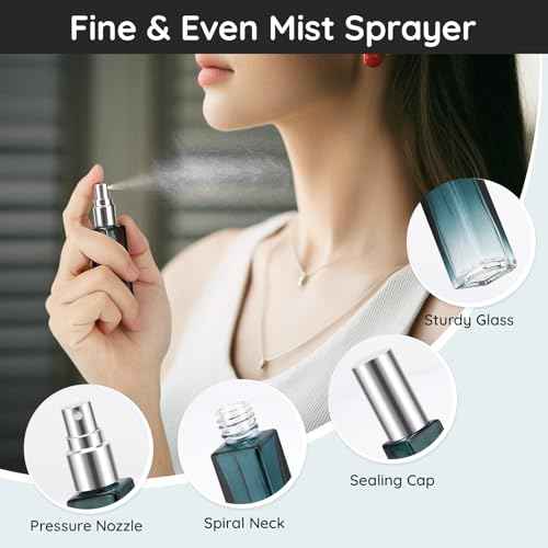 Segbeauty Glass Perfume Bottle Set, 5 Pack of 10ML Mini Travel Atomizer Sprayer for Perfume, Empty Refillable Press Pump Bottle Cologne Dispenser Perfume Spray Bottles Sample Case Travel Essential