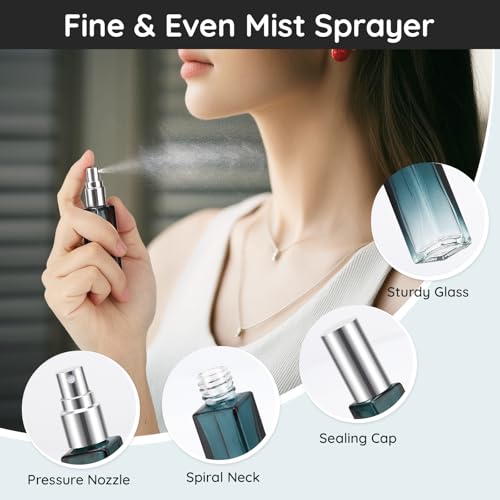 Segbeauty 5-Pack Mini 10ML Refillable Perfume Spray Bottles with Amber Blue Green Orange Gray Variations