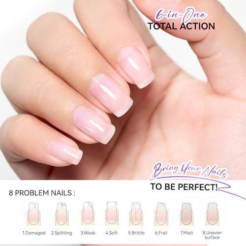 GELIKE EC 6-in-1 Nail Strengthener & Ridge Filler Treatment for Weak Nails