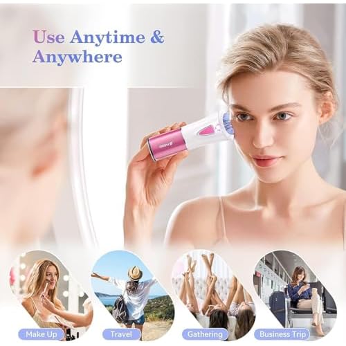 Mini Epilator, Facial Hair Remover for Women, Full Body Smooth Glide Epilator, Portable Electric Lady Shaver for Face, Armpits, Arms, Bikini, and Legs, with 9-Tweezers with LED for Precision