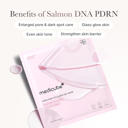 medicube Pink Glass Glow Duo for Uneven skin: Collagen Jelly Cream 110ml and Salmon DNA PDRN pink collagen jelly gel mask (4ea)