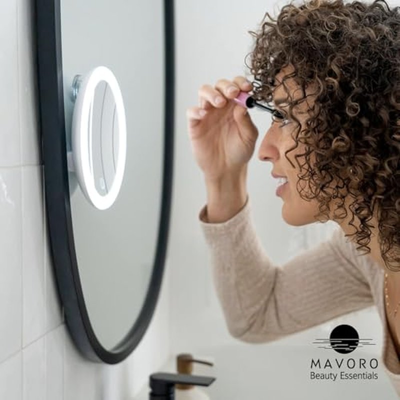 Mavoro 10X LED Magnifying Makeup Mirror with 3 Suction Cups