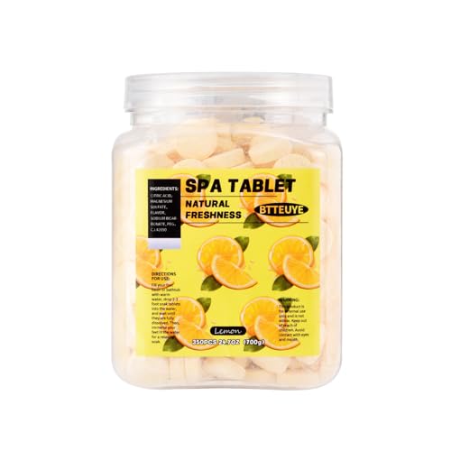 Foot Spa Soak Tablets for Calluses,Foot Pedicure Soak,Natural & Refreshing,Relieve Fatigue,Soothe & Protect Feet,Lemon Scent,350-Count