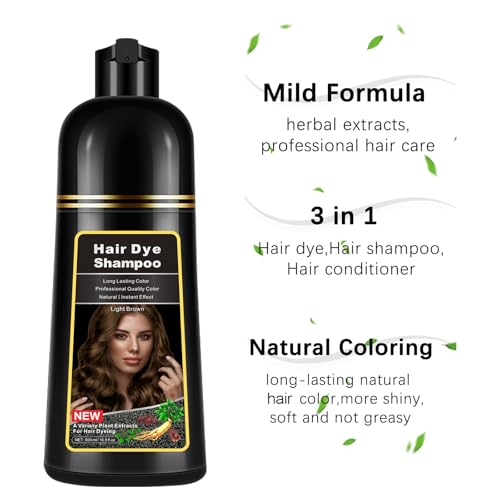 Light Brown Hair Dye Shampoo 3 in 1 - 16.9 Fl Oz
