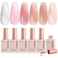 Beetles 6-Color Jelly Gel Nail Polish Set - Sheer Milky White & Nude Pink