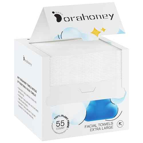 Disposable Face Towels, 12"¡¿12" Extra Large Face Towelettes, Ultra Soft Facial Towels for Sensitive Skin, Makeup Remover Dry Wipes, 55 Count (1 Pack)
