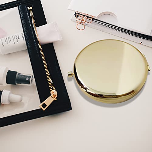 Magnifying Compact Double-Sided 1X/2X Round Pocket Handheld Travel Makeup Portable Pocket Mirror Glod 5PCS