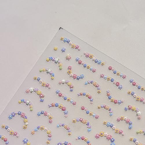 Cute Flower Nail Art Stickers Flower Nail Decals 5D Embossed Small Flower Nail Stickers Cute Nails Adhesive Sliders Manicure Nail Art Supplies for Spring Summer DIY Nail Art Decorations Accessories