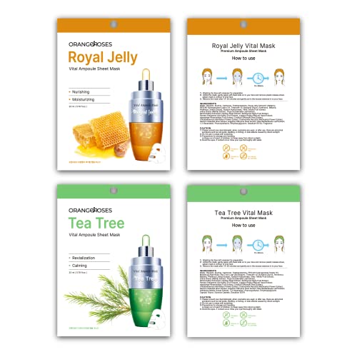 ¡¼Orangeroses¡½ 13 Pcs Combo Vital Ampoule Sheet Mask, Korean Facial Skincare Sheet | Simple & Effective Skincare Routine | Moisturization | Wrinkle Care | Brightening (New Upgraded Mask)