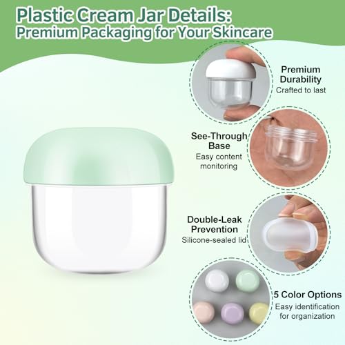 Travel Jars 20ml 10ml Leak Proof Containers Set 5Pcs