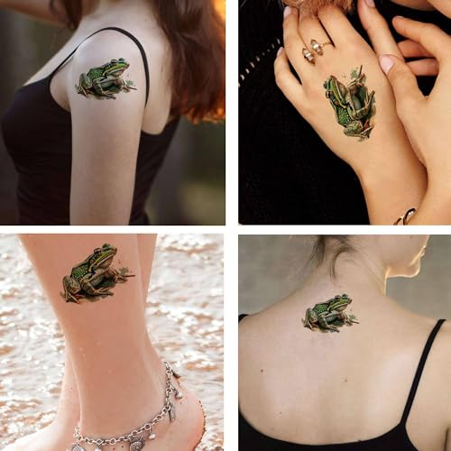 Waterproof Temporary Tattoos for Women - 6 Sheets Frog Design