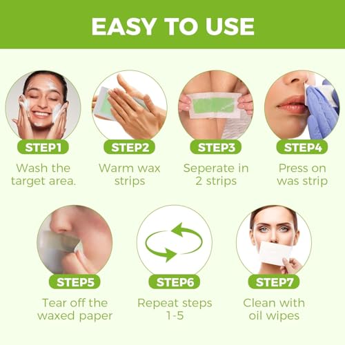 Body Wax Strips for Hair Removal: 60 Strips (40 Large, 20 Small) & 5 Oil Wipes ? Gentle & Fast for Body & Face ? Ideal for women& Men Home & Travel (1 pack)