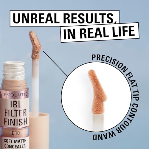 Revolution, IRL Filter Finish Concealer, Full Coverage, Oil-Free, Long-Lasting & Lightweight Formula, Infused with Hyaluronic Acid, Vegan & Cruelty-Free, C10.5, 0.21 oz (Pack of 2)