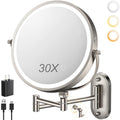 ZLOKLA 9" Wall Mounted Lighted Makeup Mirror 1X/30X Magnification