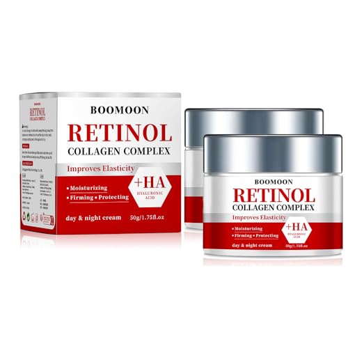 Retinol Cream for Face with Hyaluronic Acid, Wrinkle Cream for Face, Neck with Collagen Hyaluronic Acid, Day & Night Moisturizer Face Cream for Men Women, 1.75 oz (2)