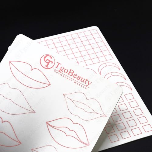 Double-Sided Lip Tattoo Practice Skin 10 Different Lip Designs Silicone Lip Practice Sheet for PMU Artists & Beginners (4pcs White Pad with Pink Outline)
