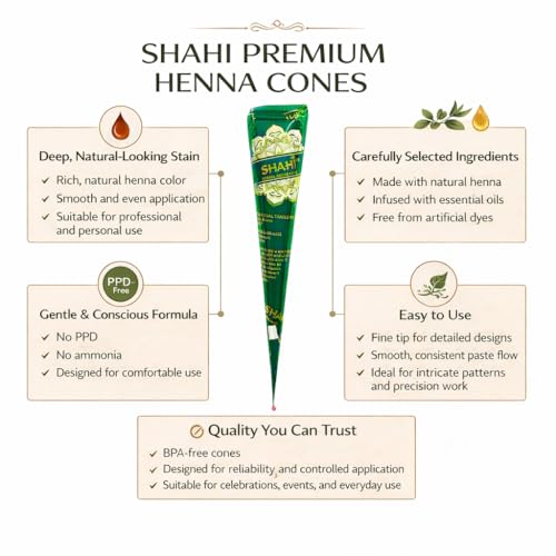 Shahi Natural Henna Hair Dye Cones - Reddish Brown, 4 Pack