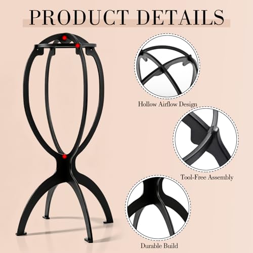Portable Foldable Wig Stand 13.8 Inch with Dust Bag for Hair Styling